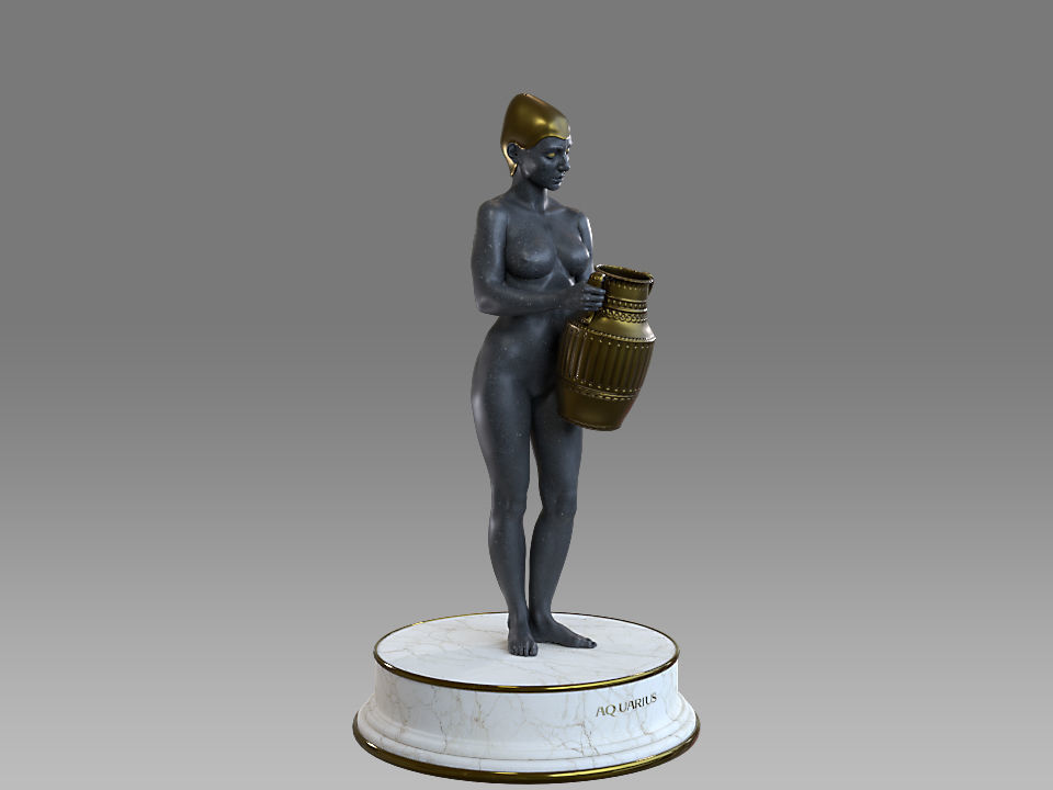 Zodiac Sign Female Aquarius Low-poly 3D model_8