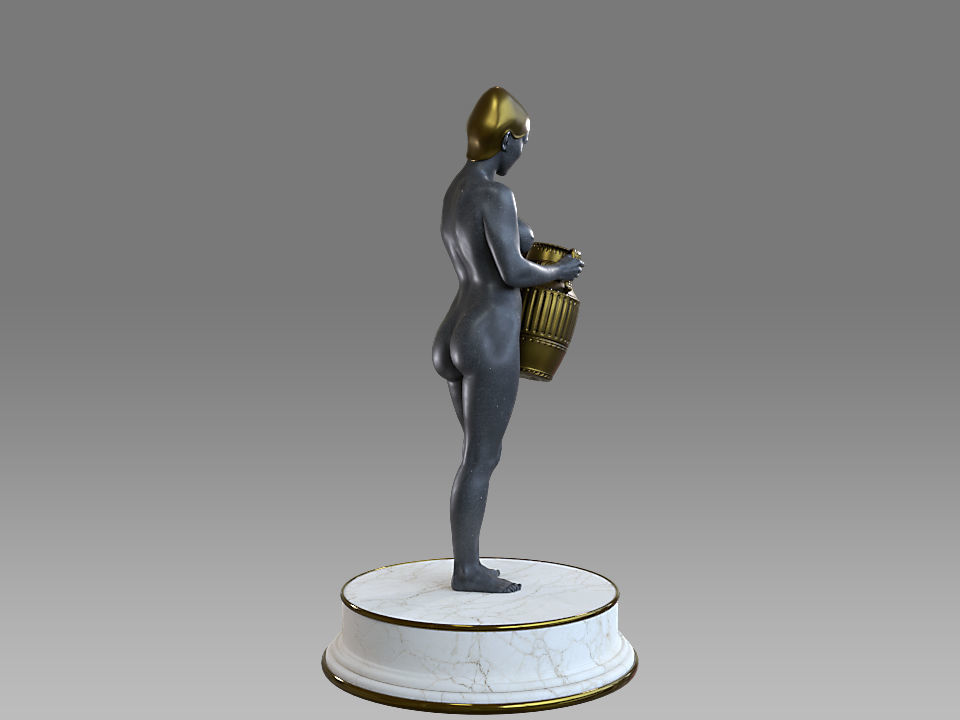 Zodiac Sign Female Aquarius Low-poly 3D model_9