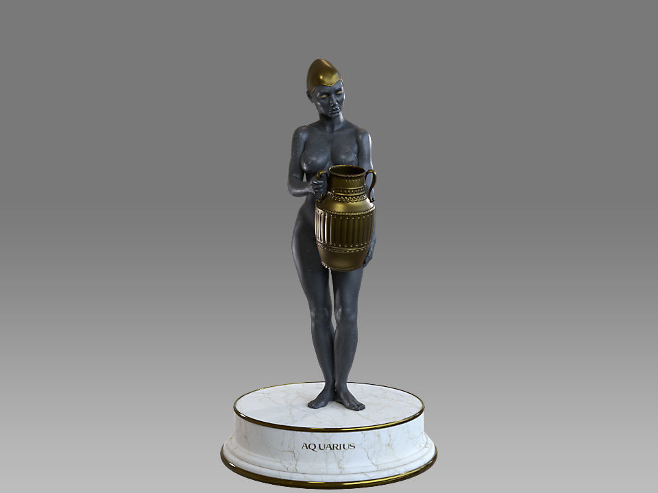 Zodiac Sign Female Aquarius Low-poly 3D model_6