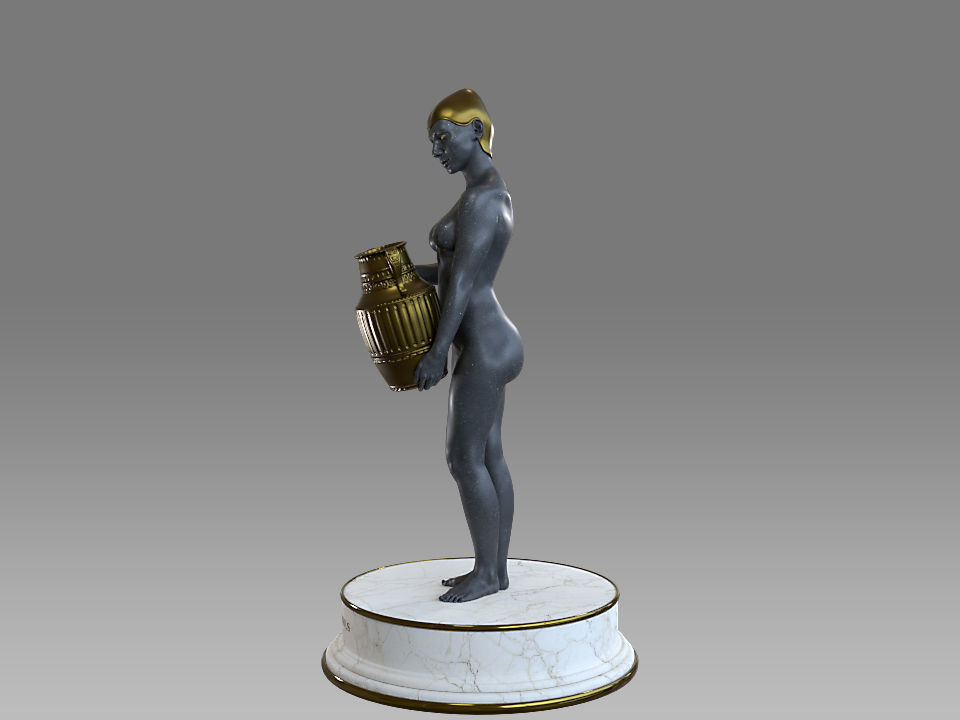 Zodiac Sign Female Aquarius Low-poly 3D model_2