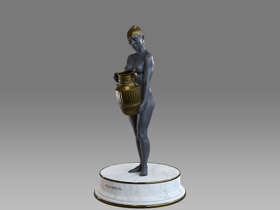Zodiac Sign Female Aquarius Low-poly 3D model_3
