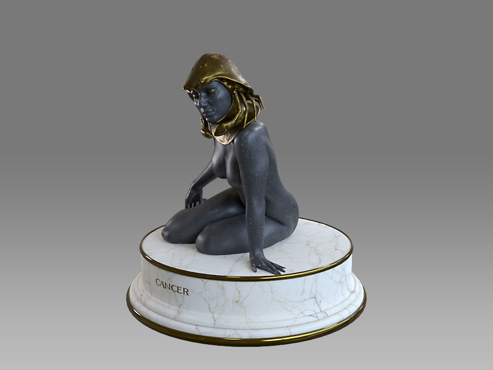 Zodiac Sign Female Cancer Low-poly 3D model_4