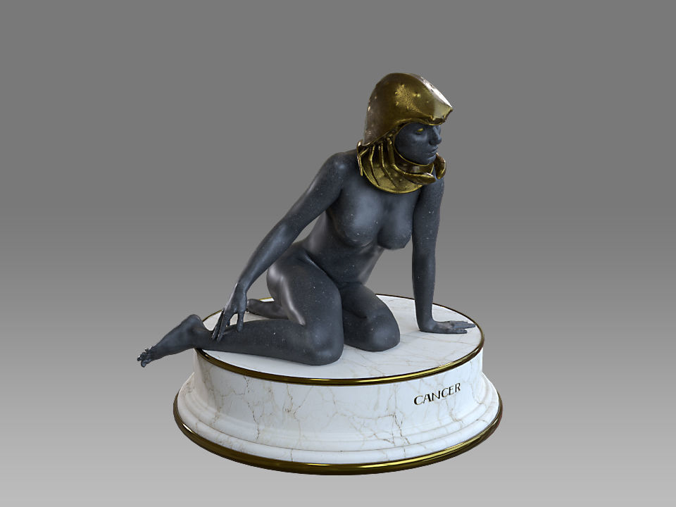 Zodiac Sign Female Cancer Low-poly 3D model_9