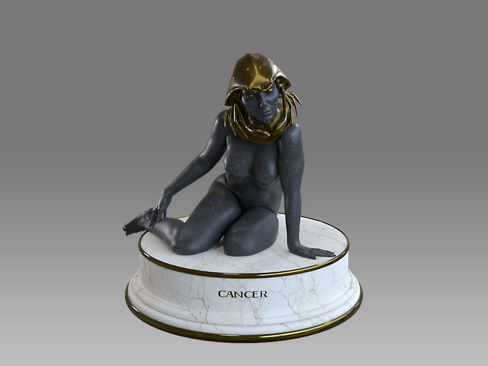 Zodiac Sign Female Cancer Low-poly 3D model_2