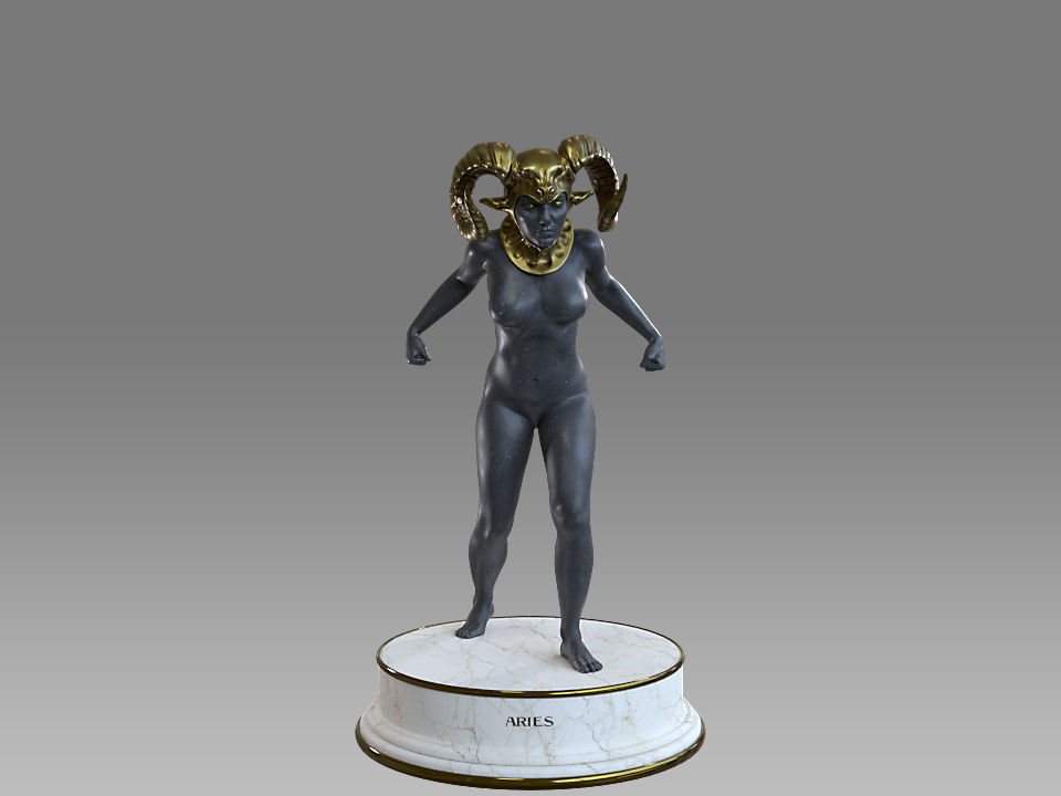 Zodiac Sign Female Aries Low-poly 3D model_2