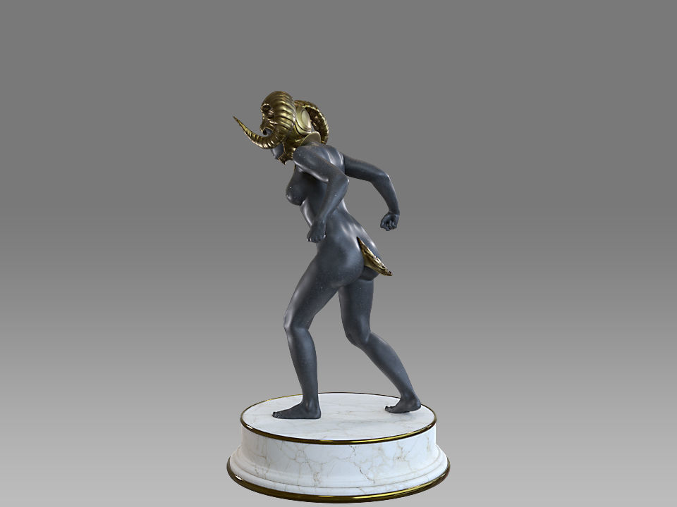 Zodiac Sign Female Aries Low-poly 3D model_5