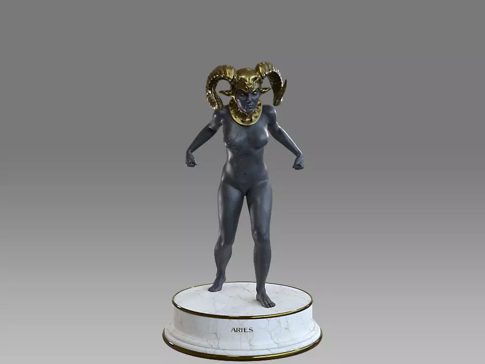 Zodiac Sign Female Aries Low-poly 3D model_0
