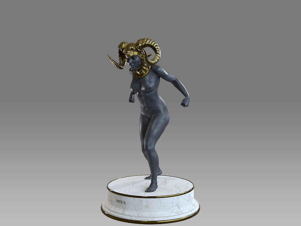 Zodiac Sign Female Aries Low-poly 3D model_4