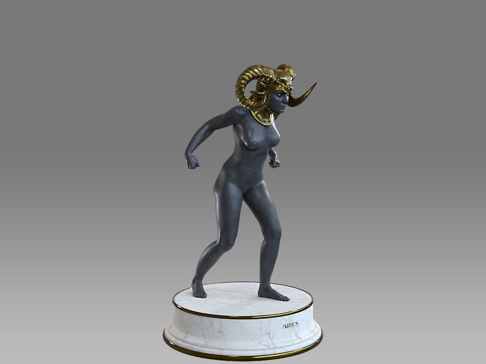 Zodiac Sign Female Aries Low-poly 3D model_9
