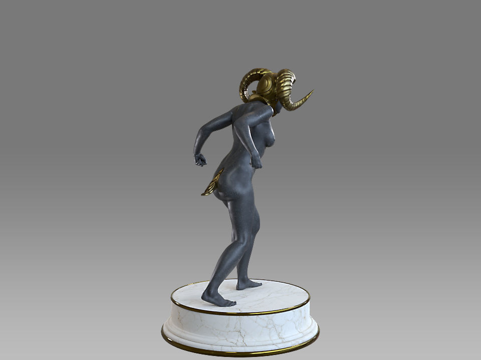 Zodiac Sign Female Aries Low-poly 3D model_7