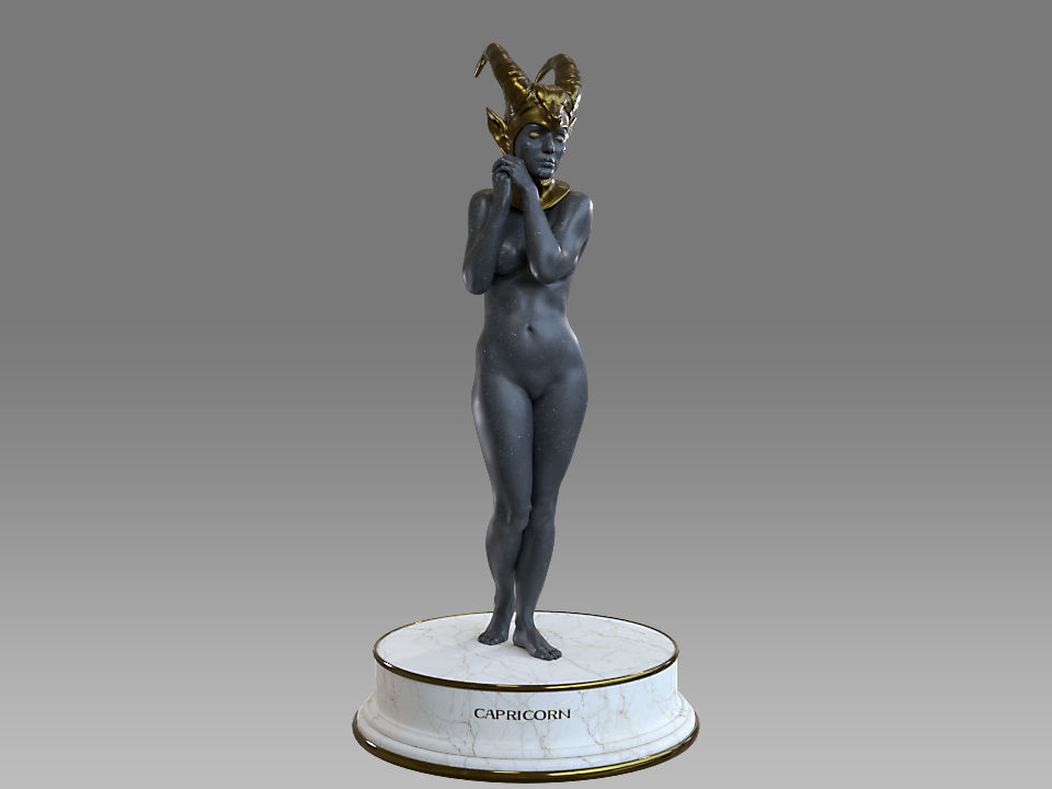 Zodiac Sign Female Capricorn Low-poly 3D model_5