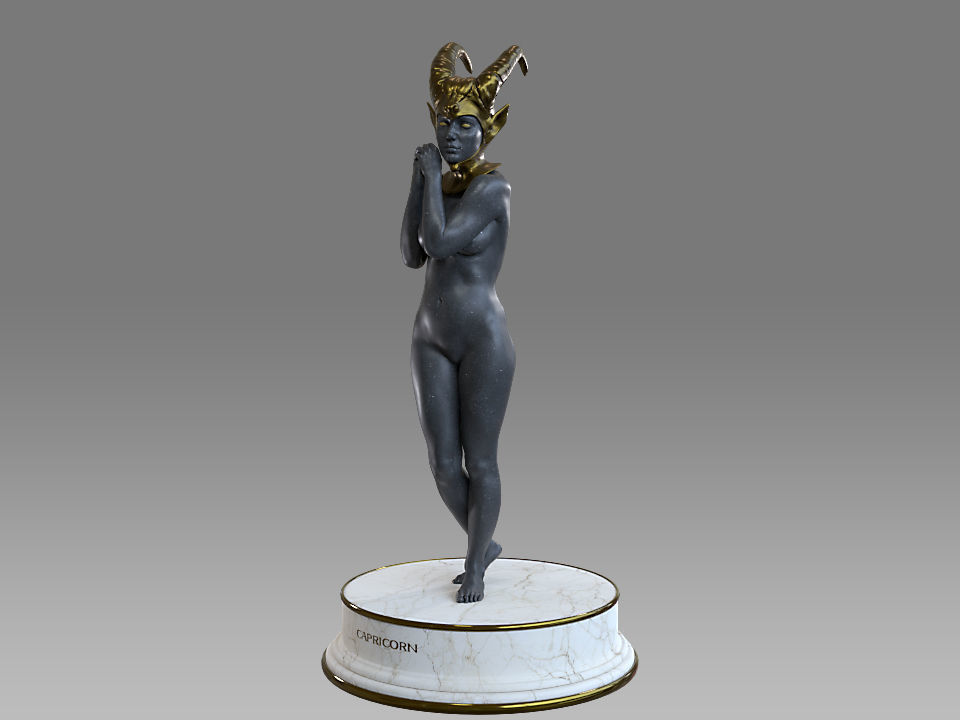 Zodiac Sign Female Capricorn Low-poly 3D model_2