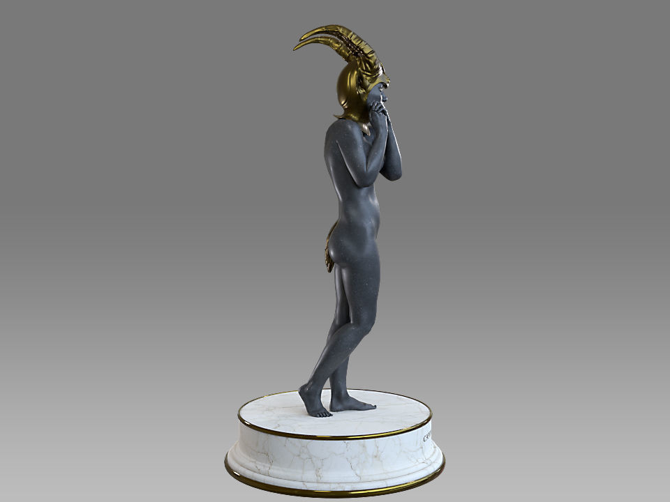 Zodiac Sign Female Capricorn Low-poly 3D model_8