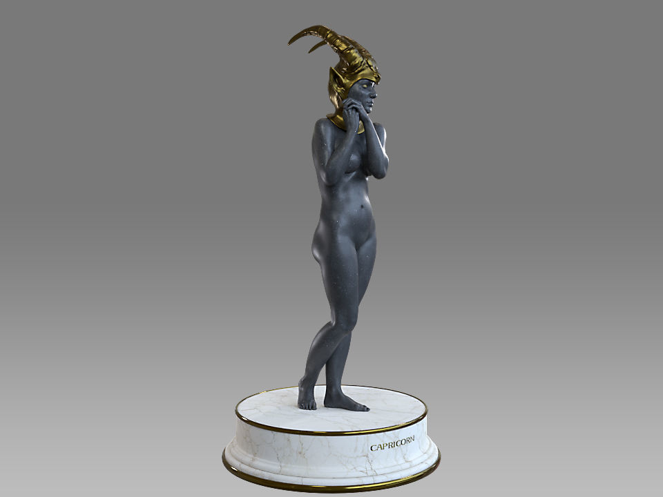 Zodiac Sign Female Capricorn Low-poly 3D model_7