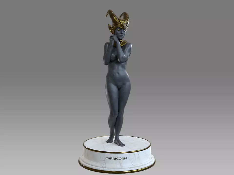 Zodiac Sign Female Capricorn Low-poly 3D model_0