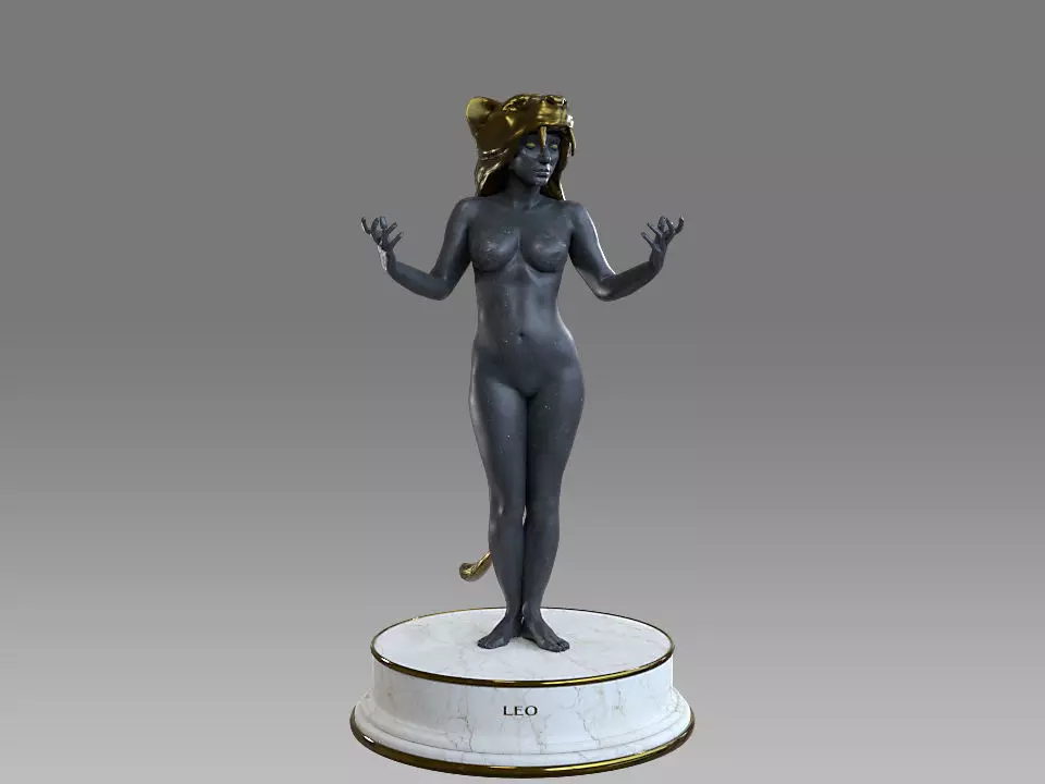 Zodiac Sign Female Leo Low-poly 3D model_0