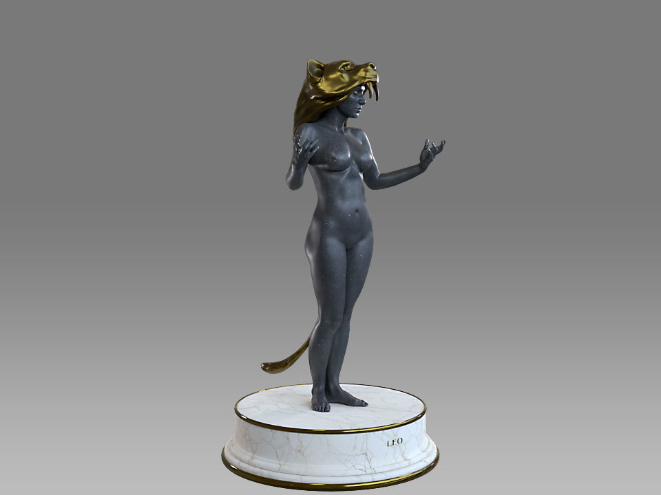 Zodiac Sign Female Leo Low-poly 3D model_8