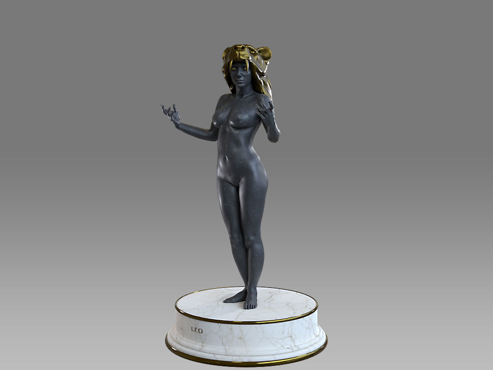 Zodiac Sign Female Leo Low-poly 3D model_5