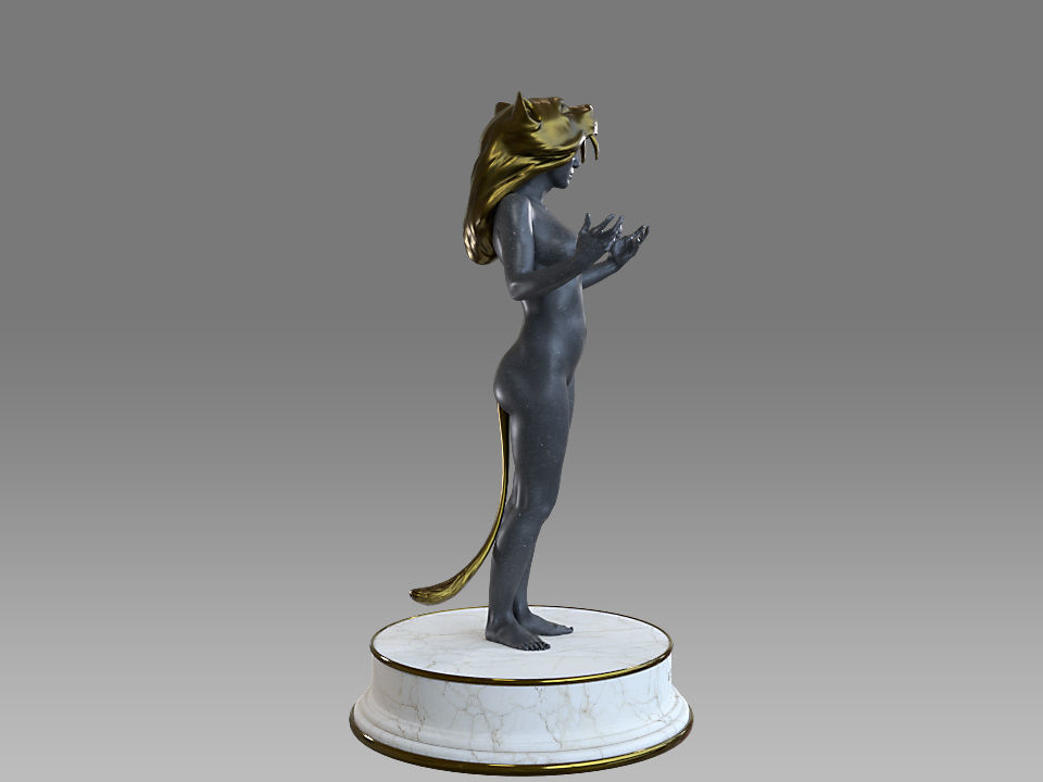 Zodiac Sign Female Leo Low-poly 3D model_9