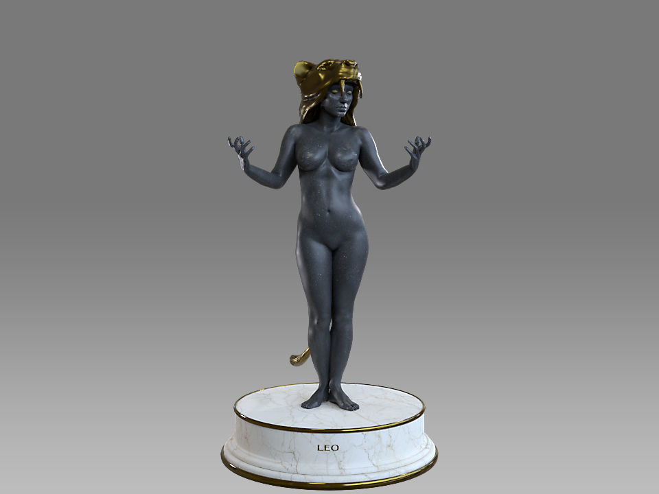 Zodiac Sign Female Leo Low-poly 3D model_6