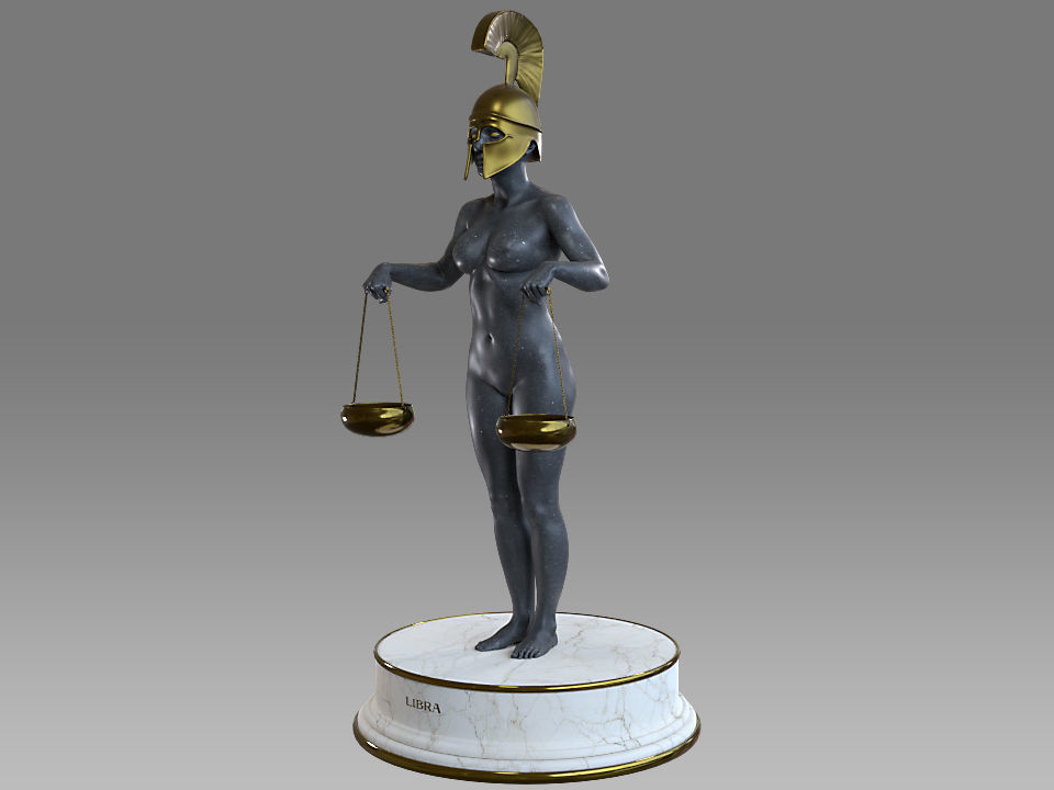 Zodiac Sign Female Libra Low-poly 3D model_2