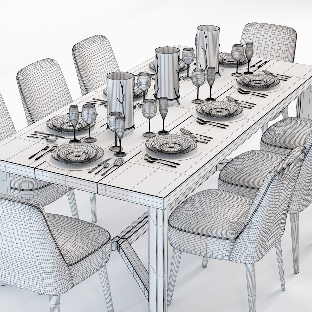 Curations Limited Gernoble and Torino table set 3D model_3