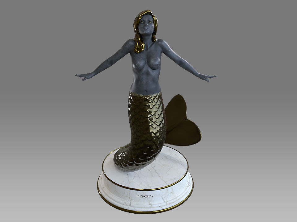 Zodiac Sign Female Pisces Low-poly 3D model_4
