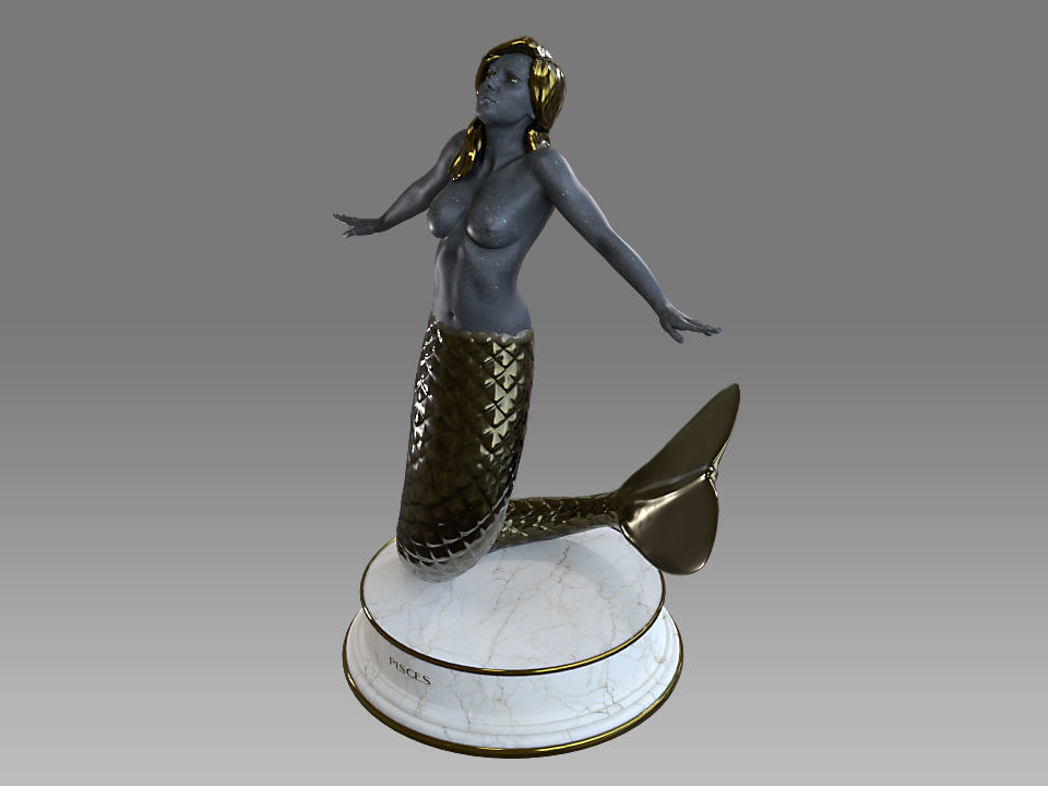 Zodiac Sign Female Pisces Low-poly 3D model_1