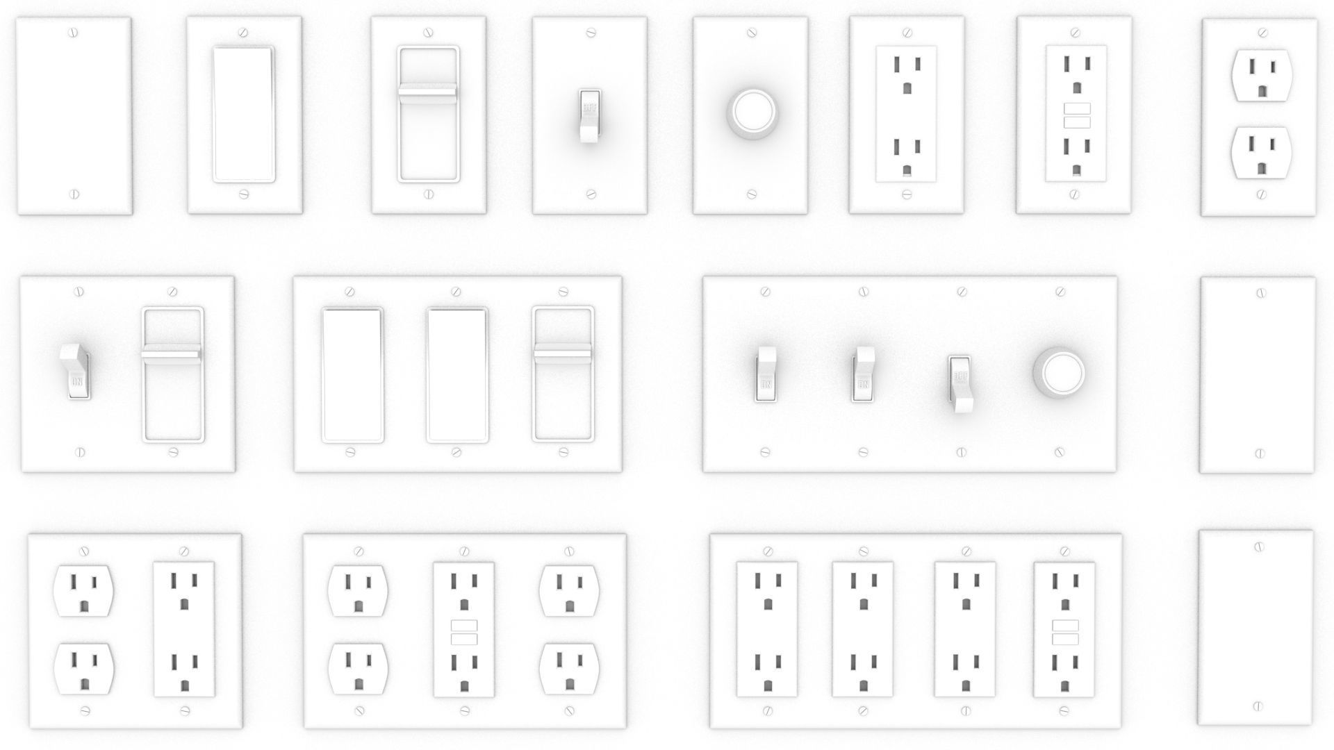 3D Modular Pack Electrical Outlets US 3D model_4