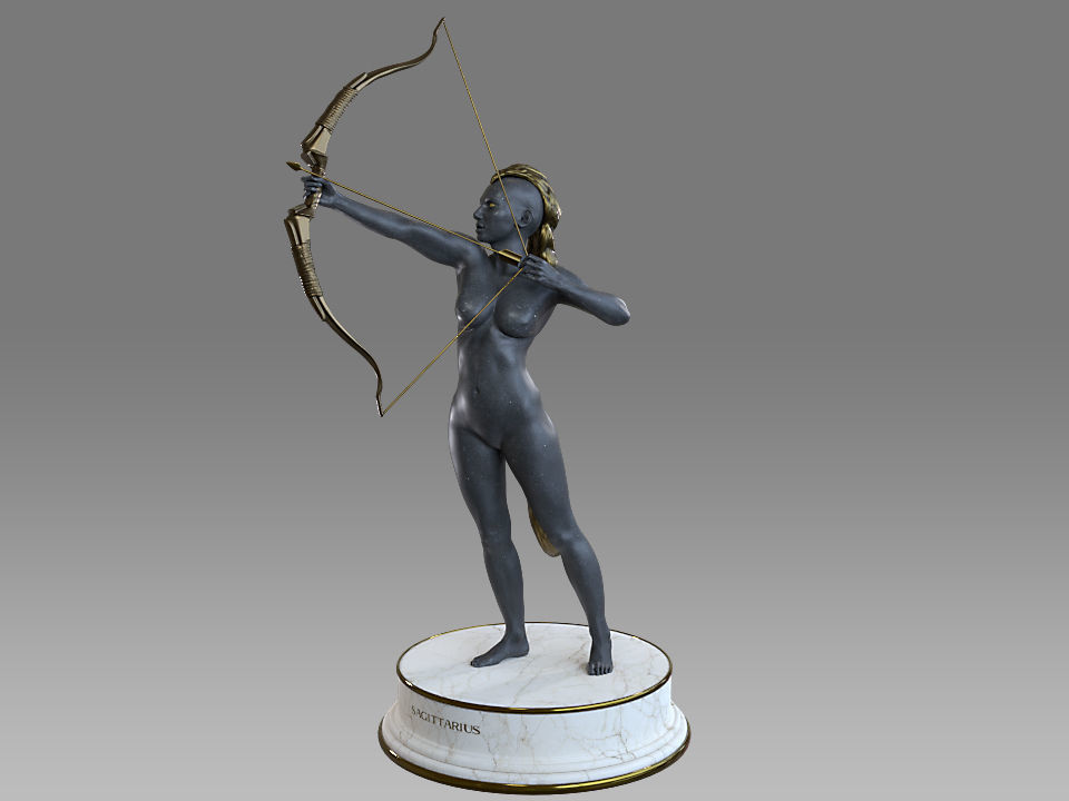 Zodiac Sign Female Sagittarius Low-poly 3D model_3