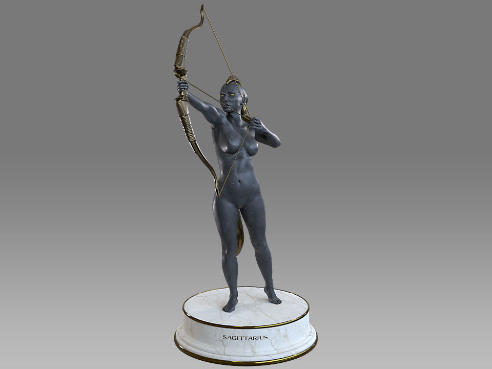 Zodiac Sign Female Sagittarius Low-poly 3D model_9