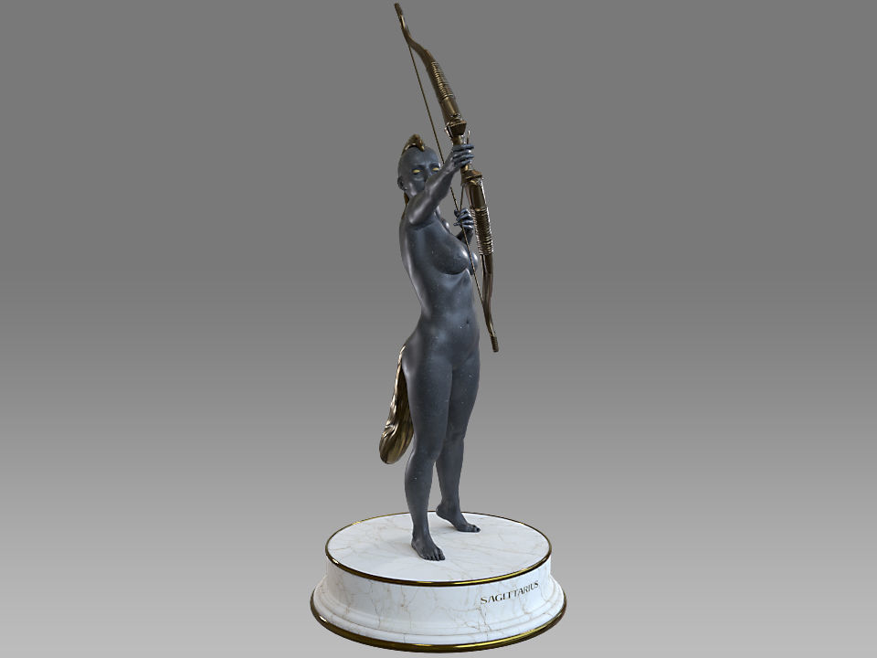 Zodiac Sign Female Sagittarius Low-poly 3D model_8