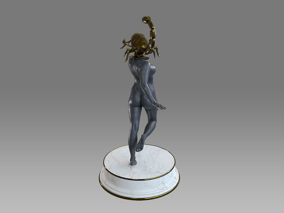 Zodiac Sign Female Scorpio Low-poly 3D model_1