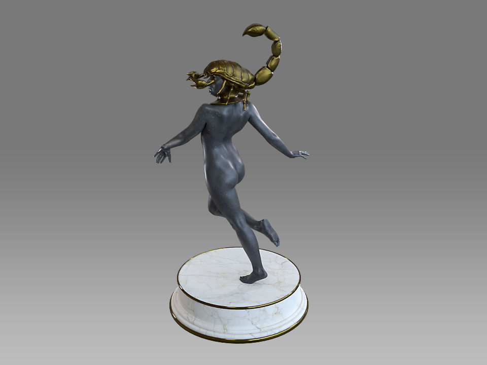 Zodiac Sign Female Scorpio Low-poly 3D model_5