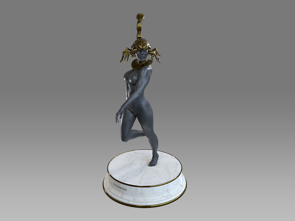 Zodiac Sign Female Scorpio Low-poly 3D model_4