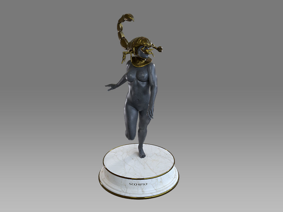 Zodiac Sign Female Scorpio Low-poly 3D model_9