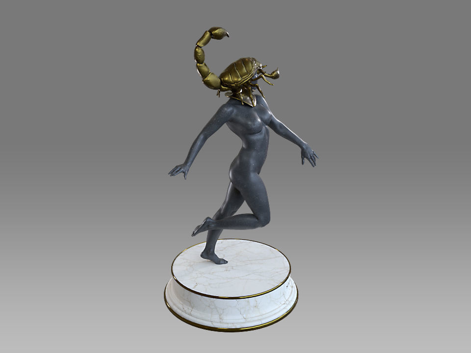 Zodiac Sign Female Scorpio Low-poly 3D model_7