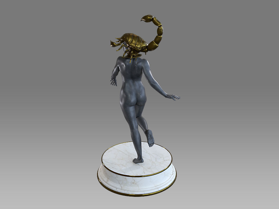 Zodiac Sign Female Scorpio Low-poly 3D model_3