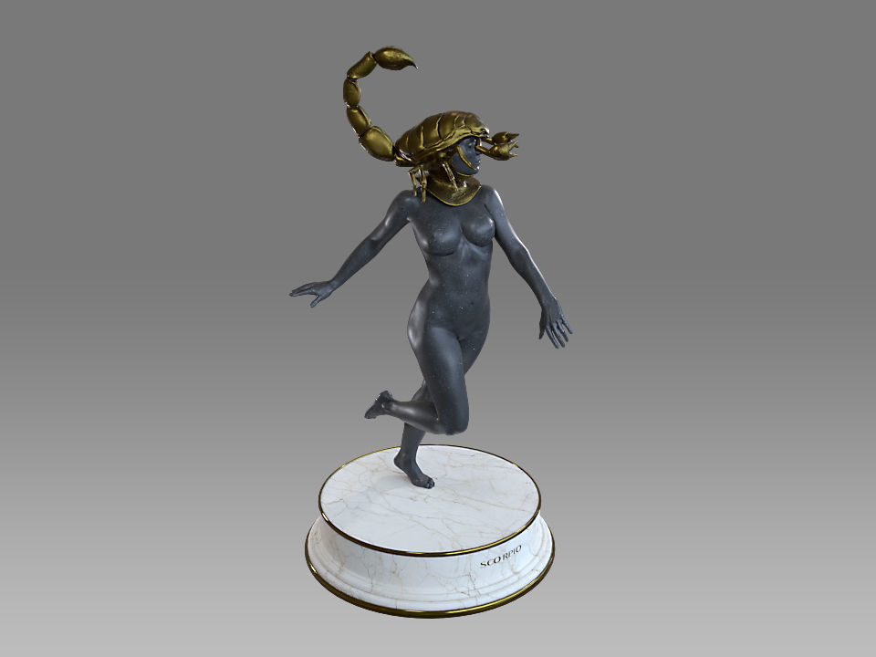 Zodiac Sign Female Scorpio Low-poly 3D model_8