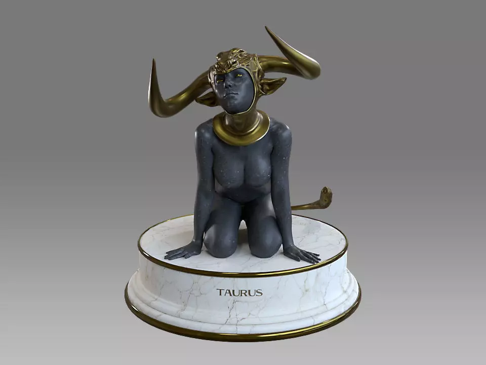 Zodiac Sign Female Taurus Low-poly 3D model_0