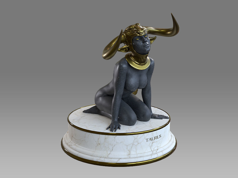Zodiac Sign Female Taurus Low-poly 3D model_9