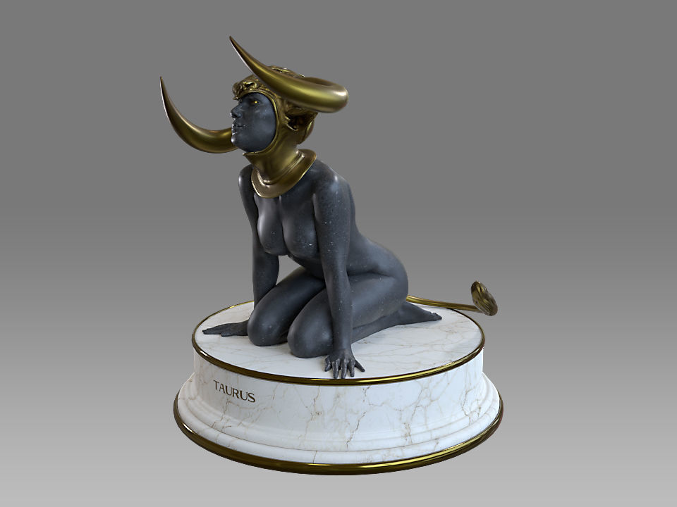 Zodiac Sign Female Taurus Low-poly 3D model_2