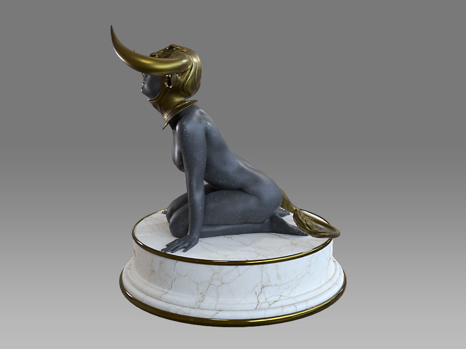 Zodiac Sign Female Taurus Low-poly 3D model_4