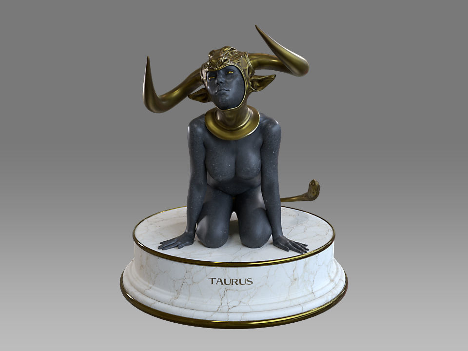 Zodiac Sign Female Taurus Low-poly 3D model_5