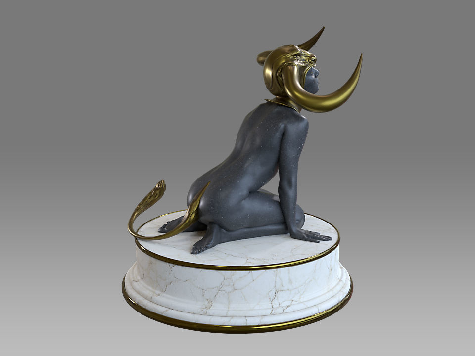 Zodiac Sign Female Taurus Low-poly 3D model_7