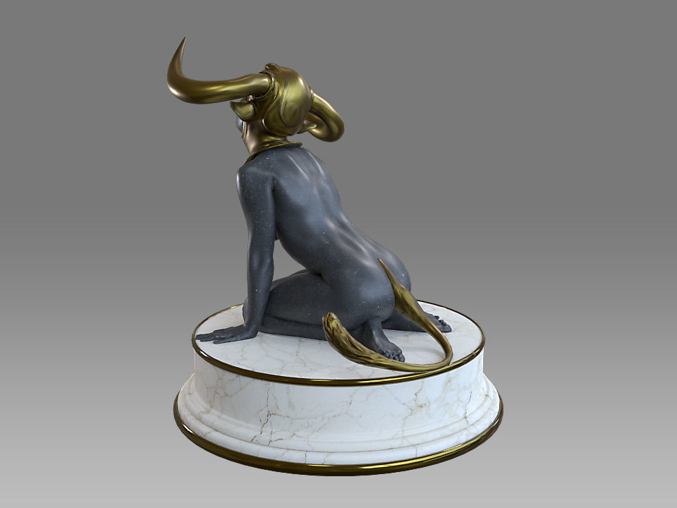 Zodiac Sign Female Taurus Low-poly 3D model_1