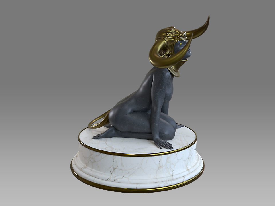 Zodiac Sign Female Taurus Low-poly 3D model_8