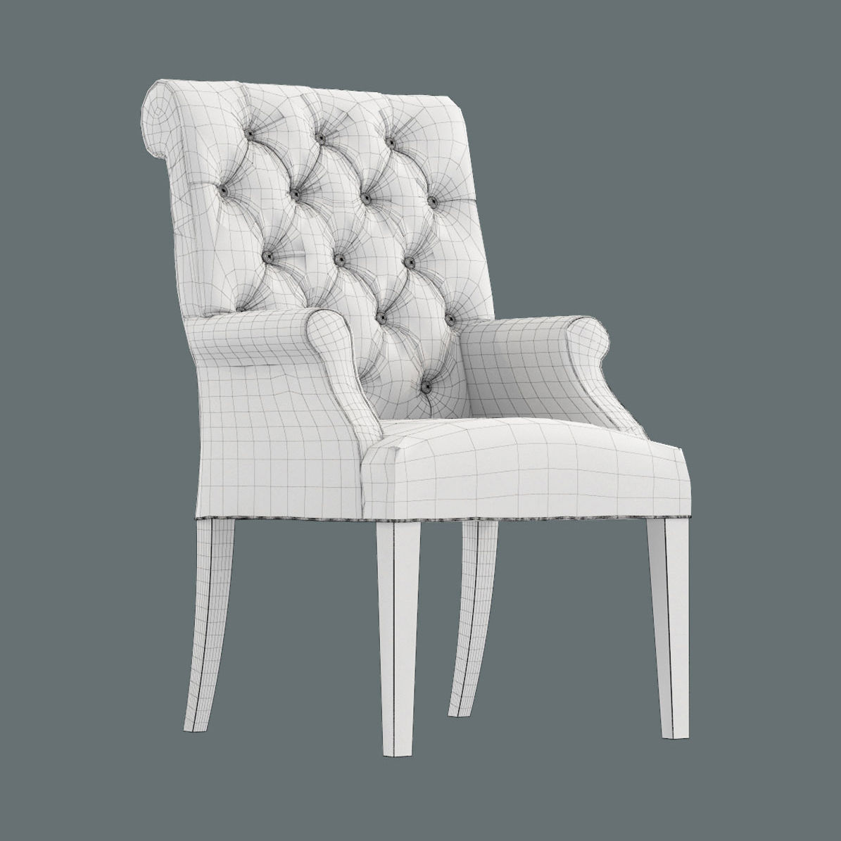 3D Bennett Roll-Back Armchair 1930s French Farmhouse Rectangul Low-poly 3D model_9