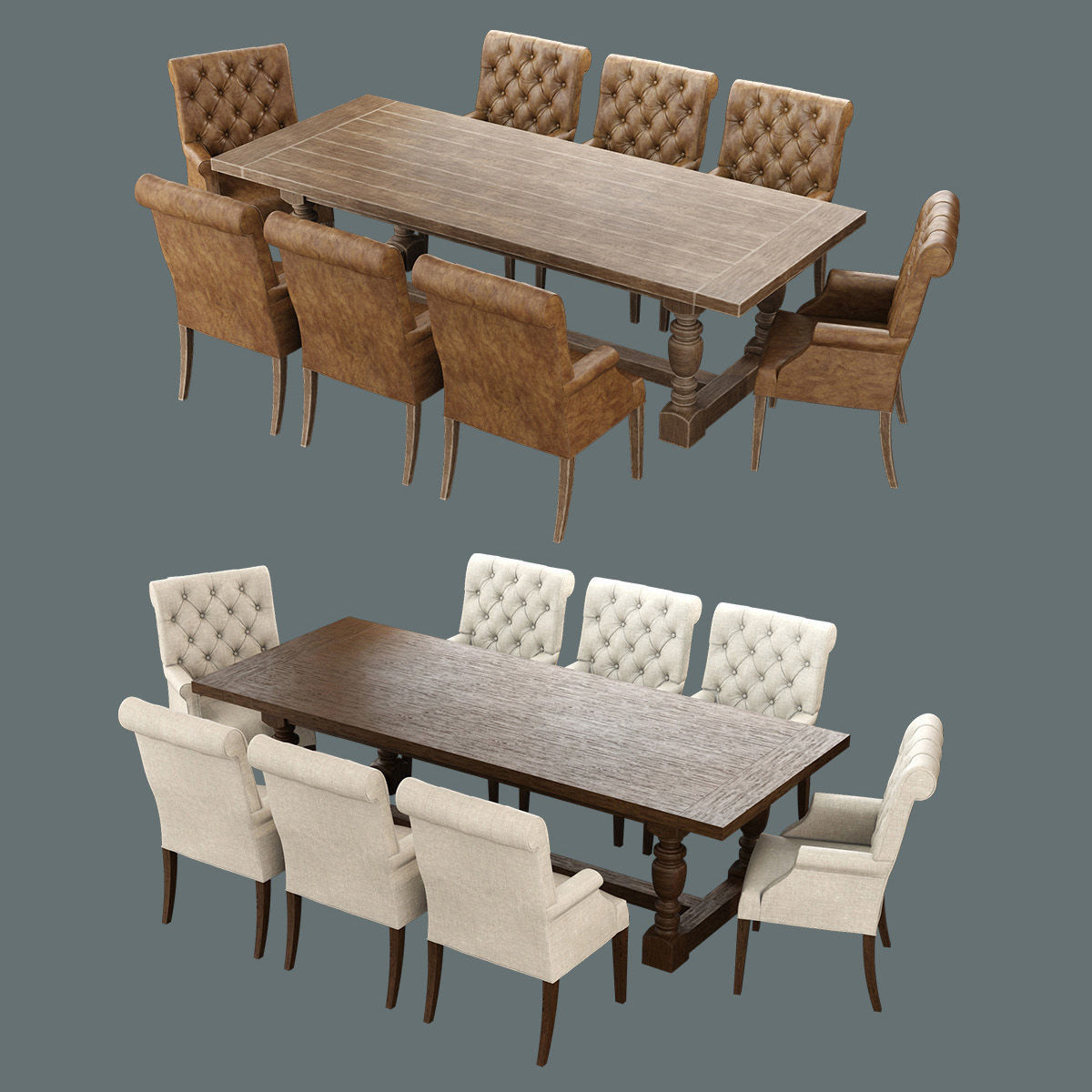 3D Bennett Roll-Back Armchair 1930s French Farmhouse Rectangul Low-poly 3D model_2