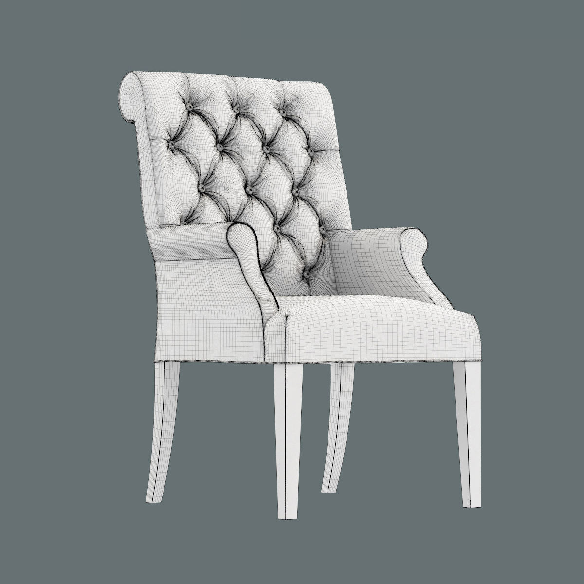 3D Bennett Roll-Back Armchair 1930s French Farmhouse Rectangul Low-poly 3D model_8